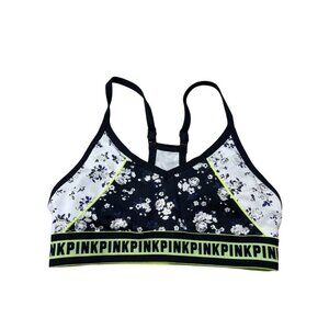 Victoria's Secret Pink Ultimate Lightly Lined Sports Bra BLACK WILD FLOWER XS